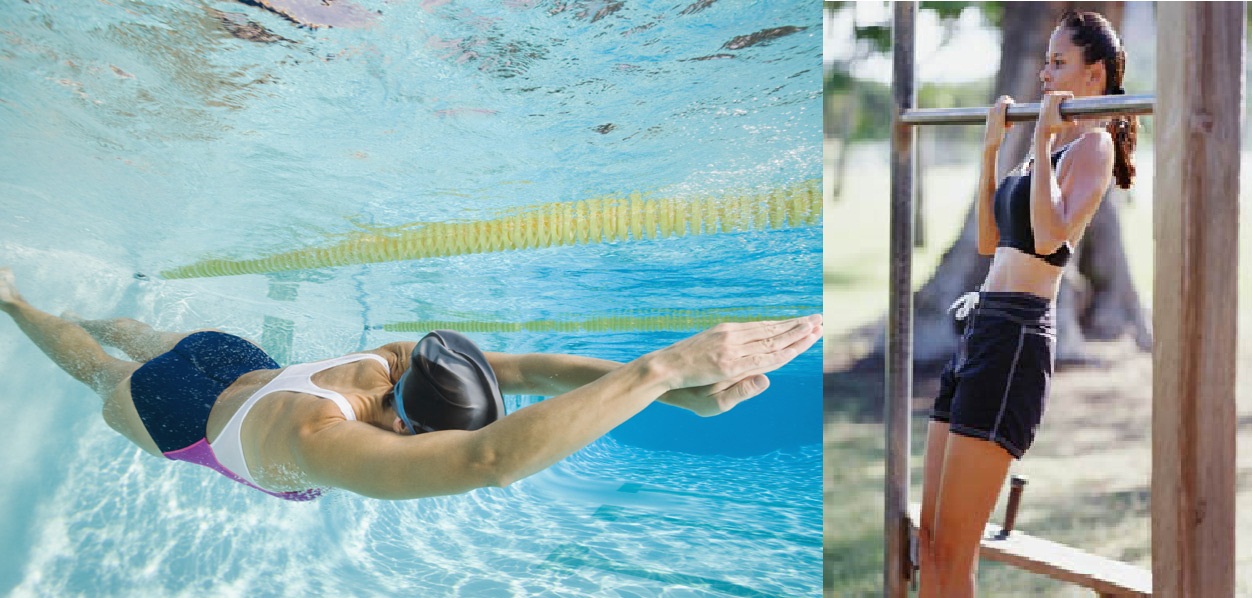 Bơi lội và kéo giãn người trên xà đơn là biện pháp loại bỏ chứng đau thoát vị đĩa đệm cột sống thắt lưng